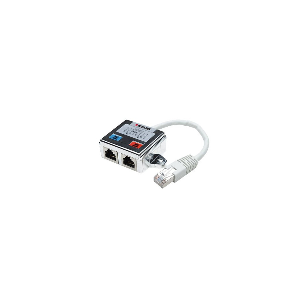 Produktbild för Intellinet 2-Port Modular Distributor, Cat5e, FTP, allows two RJ45 ports to share one Cat5e network cable - nätverksdelare - silver