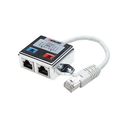 IC Intracom Intellinet 2-Port Modular Distributor, Cat5e, FTP, allows two RJ45 ports to share one Cat5e network cable - nätverksdelare - silver