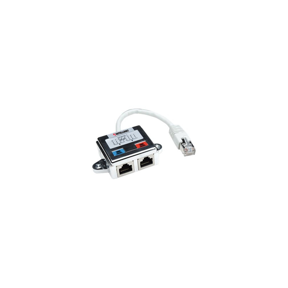 Produktbild för Intellinet 2-Port Modular Distributor, Cat5e, FTP, allows two RJ45 ports to share one Cat5e network cable - nätverksdelare - silver
