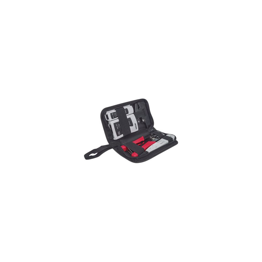 Produktbild för Intellinet 4-Piece Network Tool Kit, 4 Tool Network Kit Composed of LAN Tester, LSA punch down tool, Crimping Tool and Cut and Stripping tool - verktygssats för nätverk
