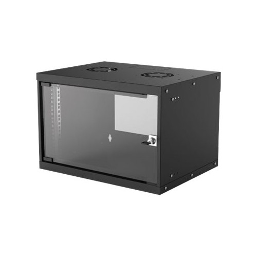 IC Intracom Intellinet Network Cabinet, Wall Mount (Basic), 6U, Usable Depth 340mm/Width 485mm, Black, Flatpack, Max 50kg, Glass Door, 19", Parts for wall installation (eg screws and rawl plugs) not included, Three Year Warranty - skåp - 6U
