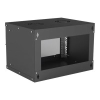 Produktbild för Intellinet Network Cabinet, Wall Mount (Basic), 6U, Usable Depth 340mm/Width 485mm, Black, Flatpack, Max 50kg, Glass Door, 19", Parts for wall installation (eg screws and rawl plugs) not included, Three Year Warranty - skåp - 6U