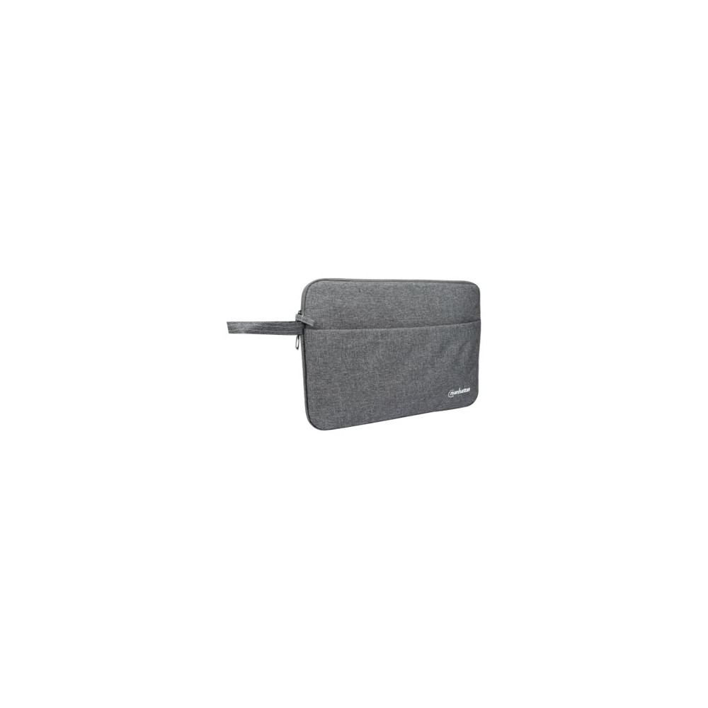 Produktbild för Manhattan Seattle Laptop Sleeve 14.5", Grey, Padded, Extra Soft Internal Cushioning, Main Compartment with double zips, Zippered Front Pocket, Carry Loop, Water Resistant and Durable, Notebook Slipcase, Three Year Warranty - fodral för bärbar dator