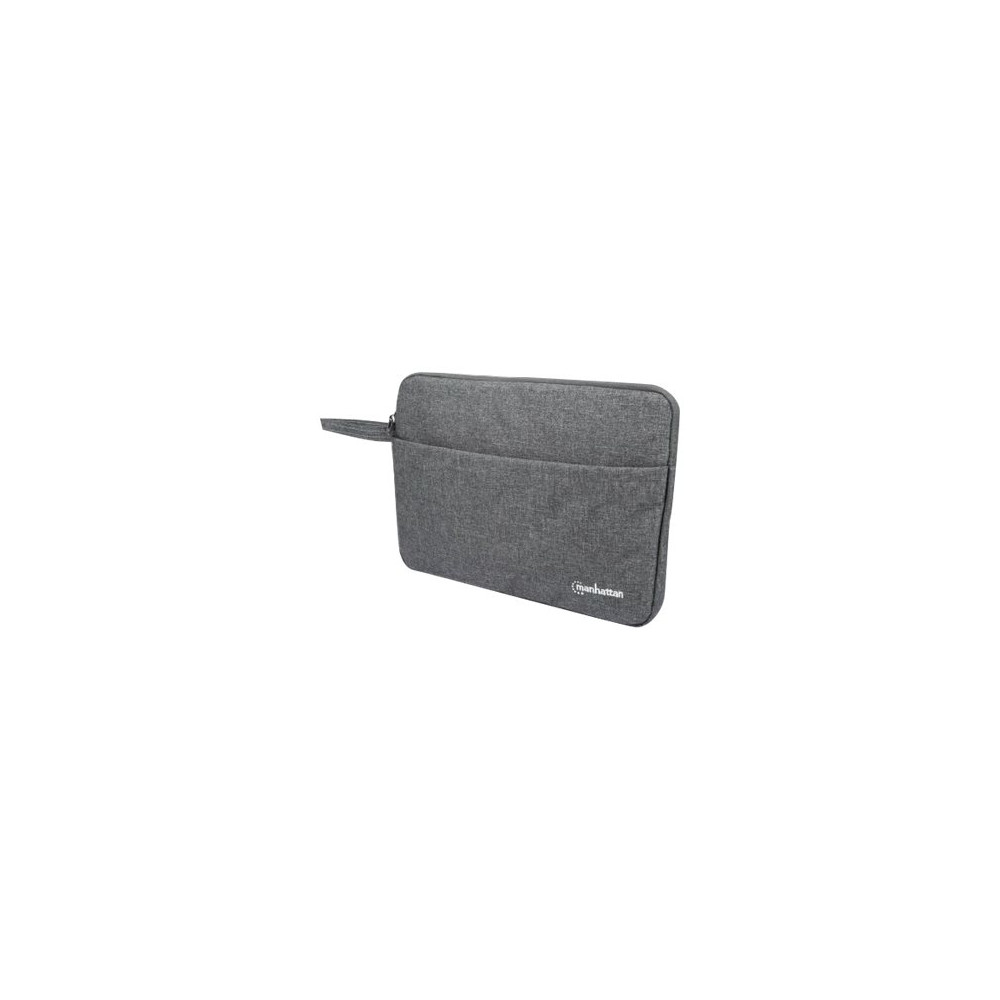 Produktbild för Manhattan Seattle Laptop Sleeve 14.5", Grey, Padded, Extra Soft Internal Cushioning, Main Compartment with double zips, Zippered Front Pocket, Carry Loop, Water Resistant and Durable, Notebook Slipcase, Three Year Warranty - fodral för bärbar dator