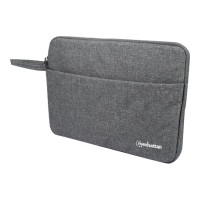 Produktbild för Manhattan Seattle Laptop Sleeve 14.5", Grey, Padded, Extra Soft Internal Cushioning, Main Compartment with double zips, Zippered Front Pocket, Carry Loop, Water Resistant and Durable, Notebook Slipcase, Three Year Warranty - fodral för bärbar dator