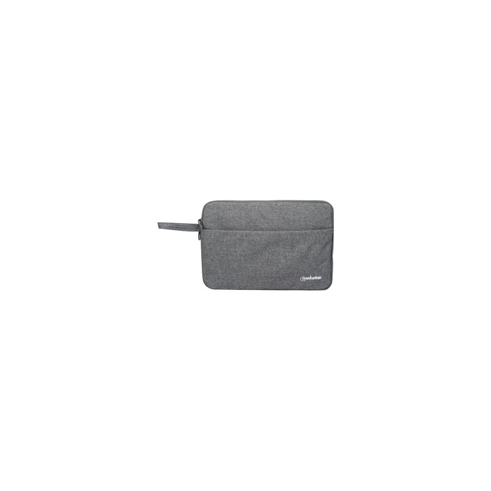 Produktbild för Manhattan Seattle Laptop Sleeve 14.5", Grey, Padded, Extra Soft Internal Cushioning, Main Compartment with double zips, Zippered Front Pocket, Carry Loop, Water Resistant and Durable, Notebook Slipcase, Three Year Warranty - fodral för bärbar dator