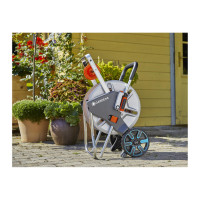 Produktbild för Gardena AquaRoll M Easy Metall Set - slangvagn - 25 m - svart, silver, orange