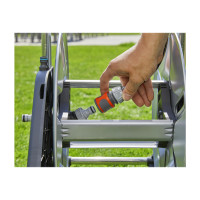 Produktbild för Gardena AquaRoll M Easy Metall Set - slangvagn - 25 m - svart, silver, orange