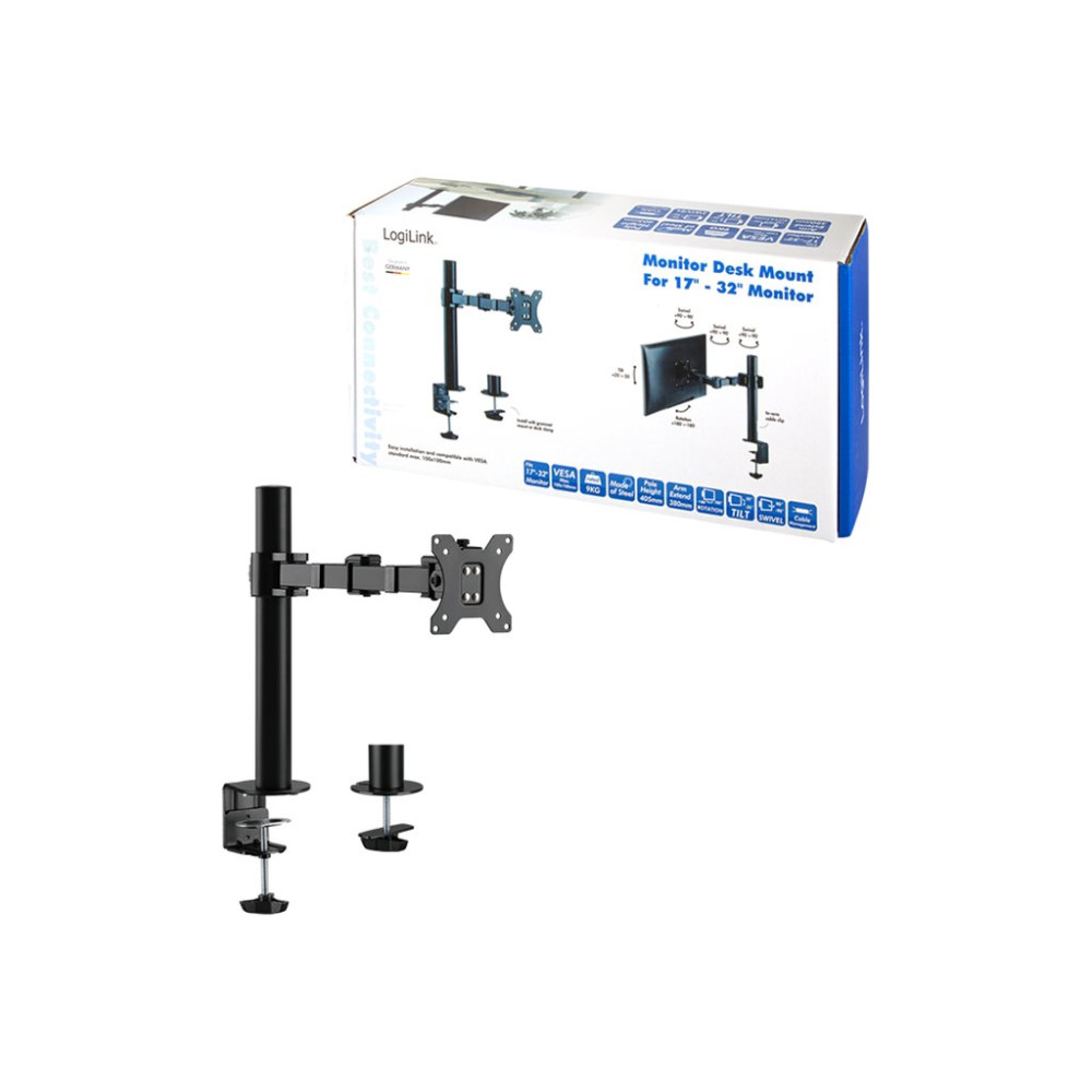 Produktbild för LogiLink monteringssats - justerbar arm - för LCD-display - svart