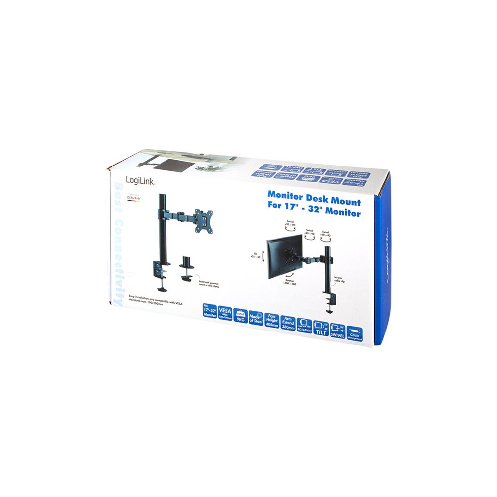 Produktbild för LogiLink monteringssats - justerbar arm - för LCD-display - svart