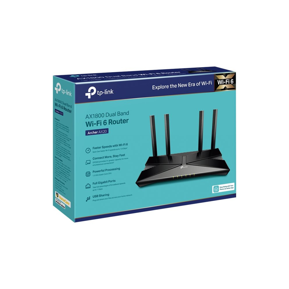 Produktbild för TP-Link Archer AX20 - trådlös router - Wi-Fi 6 - skrivbordsmodell