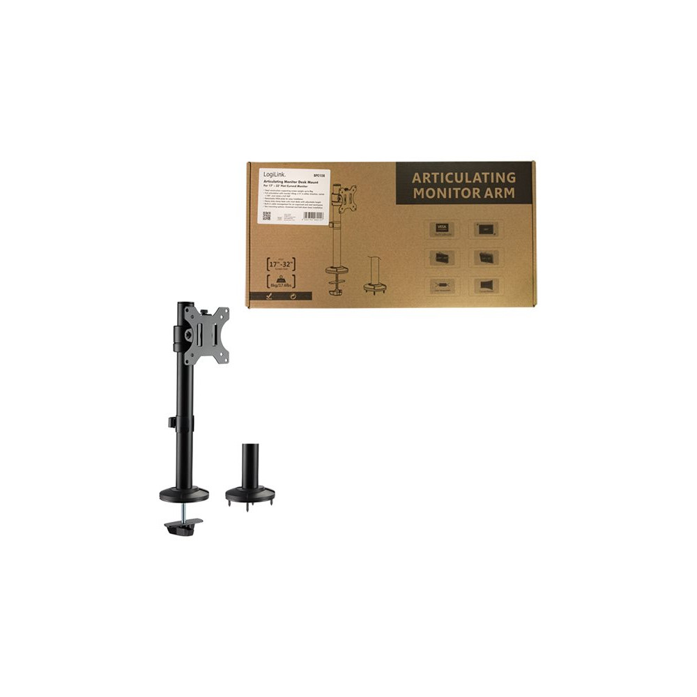 Produktbild för LogiLink monteringssats - fullständig rörelse - för LCD-display/krökt LCD-display - svart