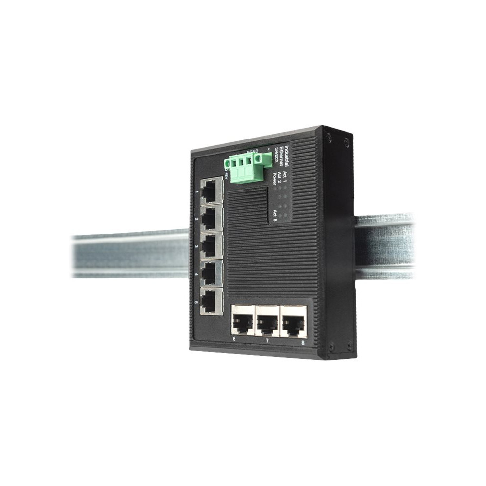 Produktbild för DIGITUS Industrial Gigabit Flat Switch - utökat temperaturintervall - switch - 5 portar