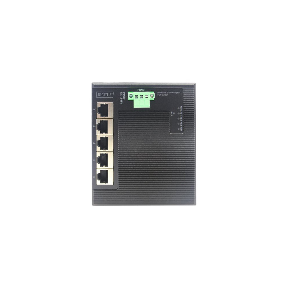 Produktbild för DIGITUS Industrial Gigabit Flat Switch - utökat temperaturintervall - switch - 5 portar