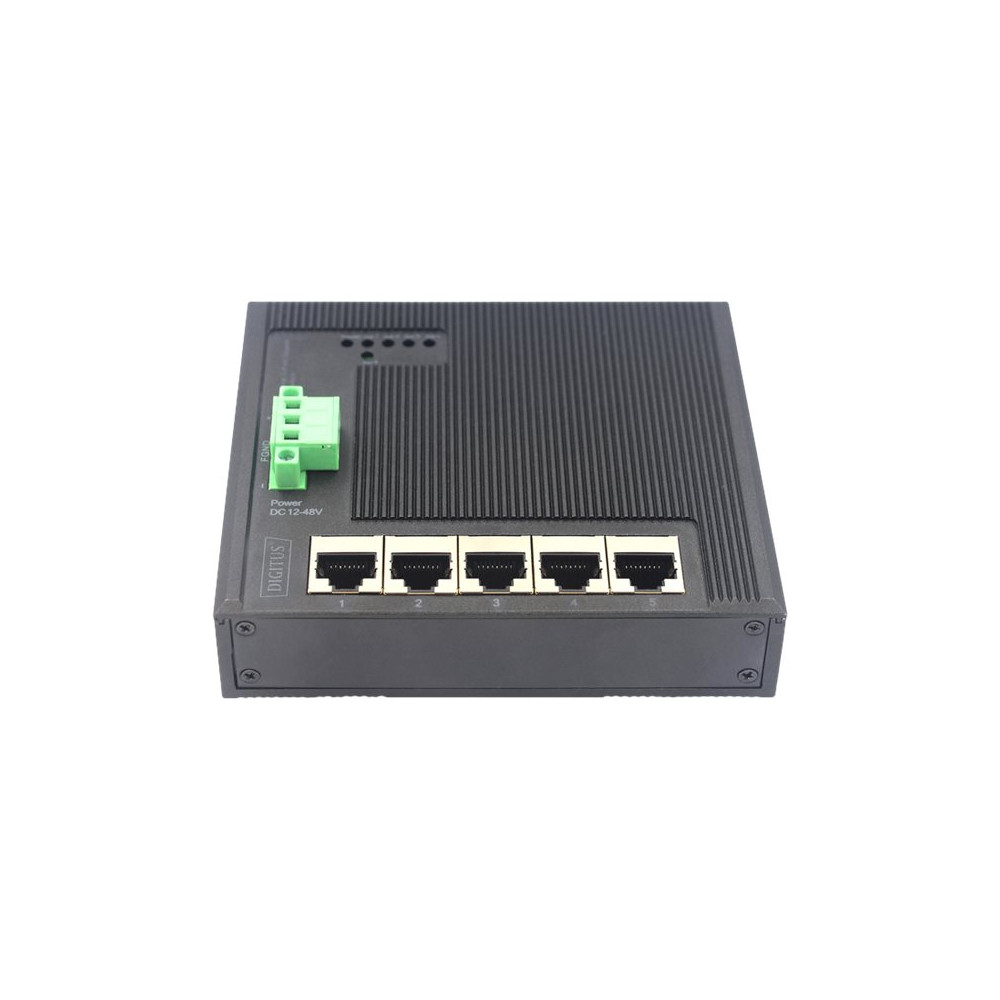 Produktbild för DIGITUS Industrial Gigabit Flat Switch - utökat temperaturintervall - switch - 5 portar