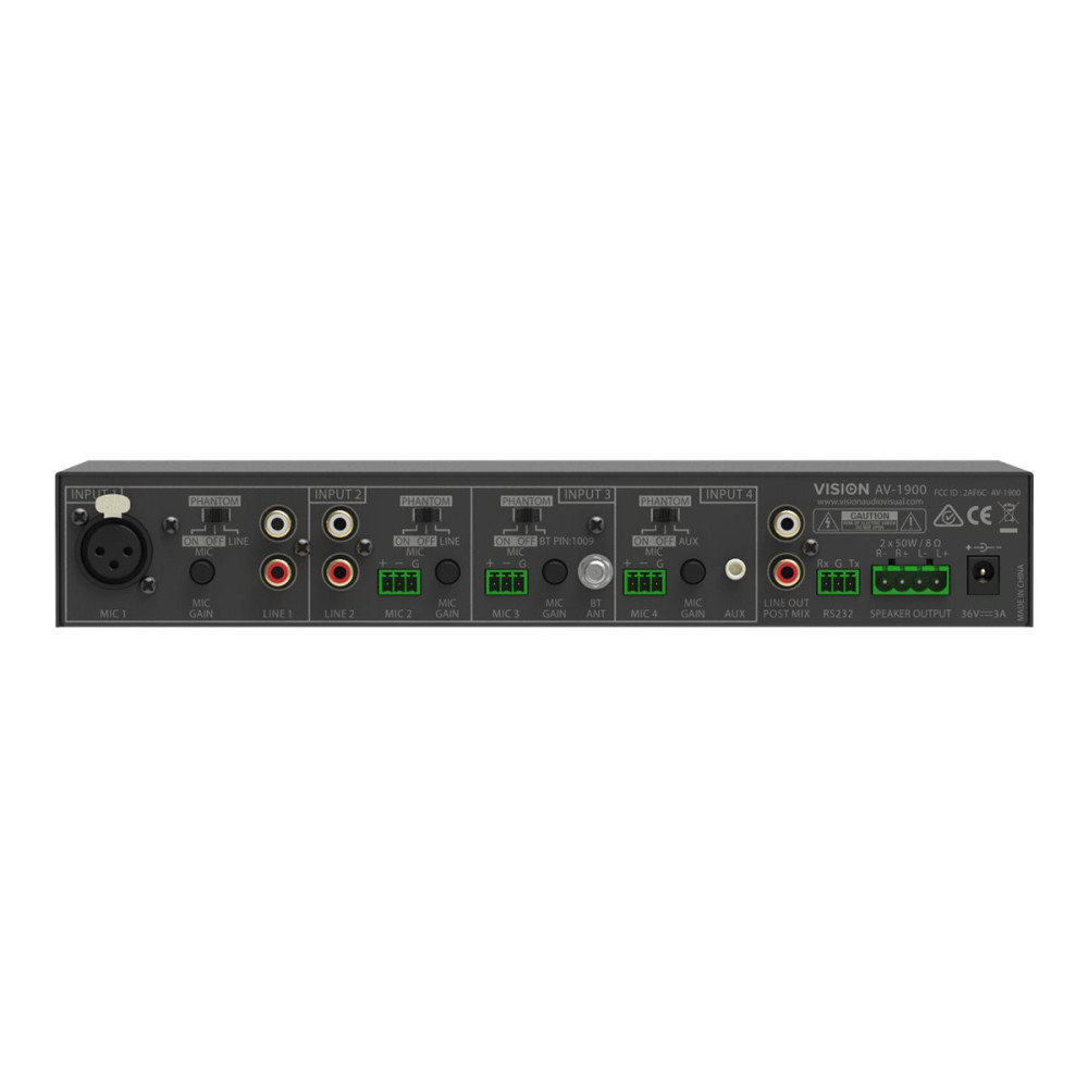 Produktbild för Vision AV-1900 mixerförstärkare - 4-kanals