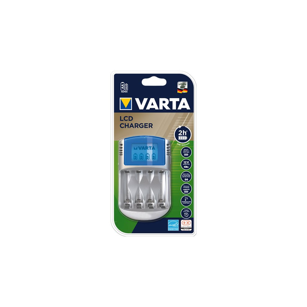 Produktbild för Varta LCD Charger batteriladdare - + växelströmsadapter + bilströmsadapter