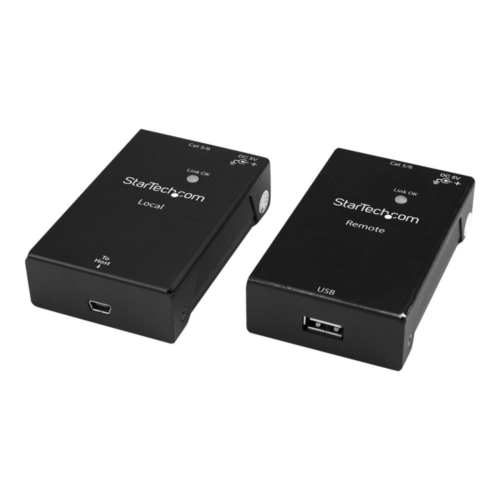 Produktbild för Startech USB 2.0-förlängare över Cat5e/Cat6-kabel (RJ45) - Upp till 50 m - USB-portförlängare adapterkit med hög hastighet - Strömförsörjd - USB över Ethernet-kabelförlängare - 480 Mbps - Metall - USB-förlängningskabel - USB 2.0
