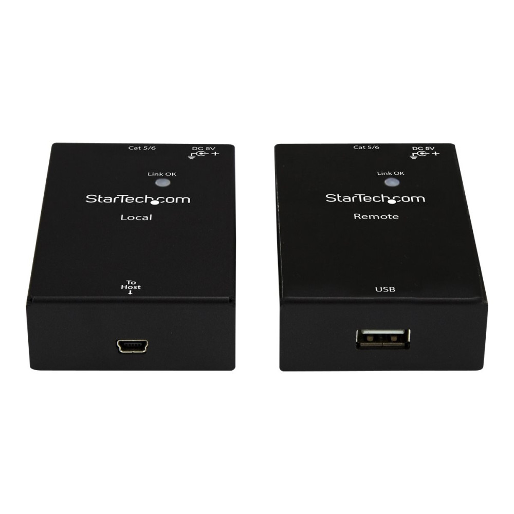 Produktbild för Startech USB 2.0-förlängare över Cat5e/Cat6-kabel (RJ45) - Upp till 50 m - USB-portförlängare adapterkit med hög hastighet - Strömförsörjd - USB över Ethernet-kabelförlängare - 480 Mbps - Metall - USB-förlängningskabel - USB 2.0