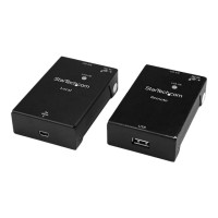 Produktbild för Startech USB 2.0-förlängare över Cat5e/Cat6-kabel (RJ45) - Upp till 50 m - USB-portförlängare adapterkit med hög hastighet - Strömförsörjd - USB över Ethernet-kabelförlängare - 480 Mbps - Metall - USB-förlängningskabel - USB 2.0