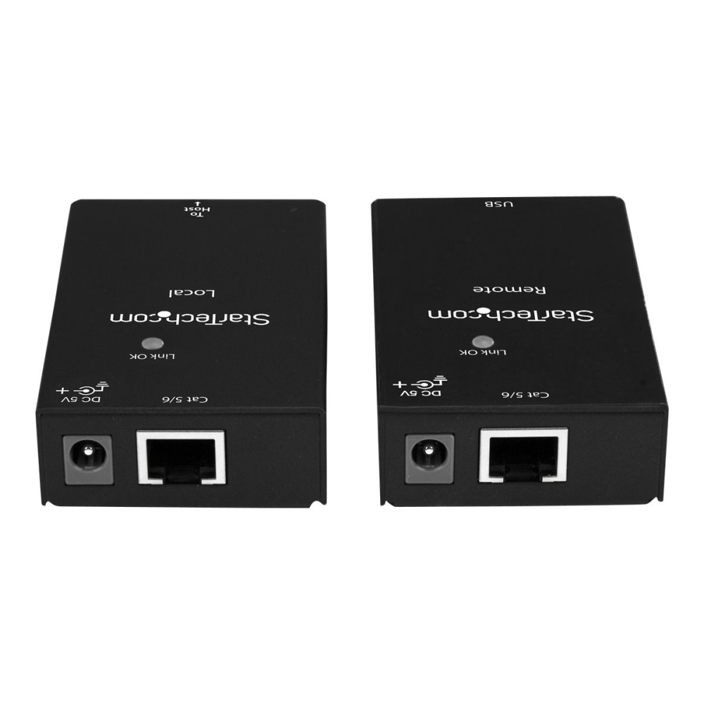 Produktbild för Startech USB 2.0-förlängare över Cat5e/Cat6-kabel (RJ45) - Upp till 50 m - USB-portförlängare adapterkit med hög hastighet - Strömförsörjd - USB över Ethernet-kabelförlängare - 480 Mbps - Metall - USB-förlängningskabel - USB 2.0