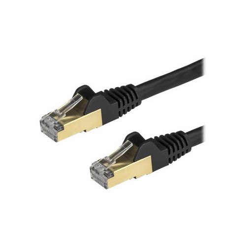 StarTech.com 1m CAT6A Ethernet Cable, 10 Gigabit Shielded Snagless RJ45 100W PoE Patch Cord, CAT 6A 10GbE STP Network Cable w/Strain Relief, Black, UL
