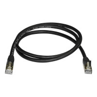 Produktbild för StarTech.com 1m CAT6A Ethernet Cable, 10 Gigabit Shielded Snagless RJ45 100W PoE Patch Cord, CAT 6A 10GbE STP Network Cable w/Strain Relief, Black, UL Certified Wiring/TIA - Category 6A - 26AWG (6ASPAT1MBK) - patch-kabel - 1 m - svart