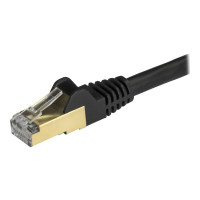 Produktbild för StarTech.com 1m CAT6A Ethernet Cable, 10 Gigabit Shielded Snagless RJ45 100W PoE Patch Cord, CAT 6A 10GbE STP Network Cable w/Strain Relief, Black, UL Certified Wiring/TIA - Category 6A - 26AWG (6ASPAT1MBK) - patch-kabel - 1 m - svart