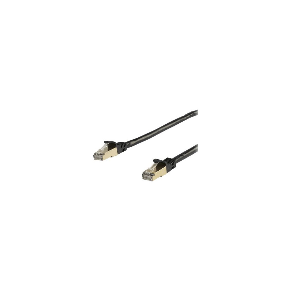 Produktbild för StarTech.com 10m CAT6A Ethernet Cable, 10 Gigabit Shielded Snagless RJ45 100W PoE Patch Cord, CAT 6A 10GbE STP Network Cable w/Strain Relief, Black, UL Certified Wiring/TIA - Category 6A - 26AWG (6ASPAT10MBK) - patch-kabel - 10 m - svart