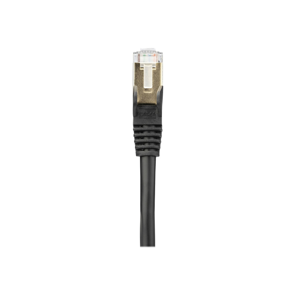 Produktbild för StarTech.com 10m CAT6A Ethernet Cable, 10 Gigabit Shielded Snagless RJ45 100W PoE Patch Cord, CAT 6A 10GbE STP Network Cable w/Strain Relief, Black, UL Certified Wiring/TIA - Category 6A - 26AWG (6ASPAT10MBK) - patch-kabel - 10 m - svart