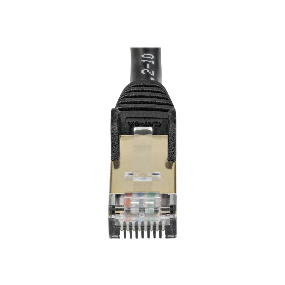 Produktbild för StarTech.com 10m CAT6A Ethernet Cable, 10 Gigabit Shielded Snagless RJ45 100W PoE Patch Cord, CAT 6A 10GbE STP Network Cable w/Strain Relief, Black, UL Certified Wiring/TIA - Category 6A - 26AWG (6ASPAT10MBK) - patch-kabel - 10 m - svart