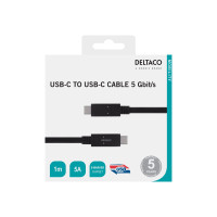 Produktbild för DELTACO USBC-1501M - USB typ C-kabel - 24 pin USB-C till 24 pin USB-C - 1 m