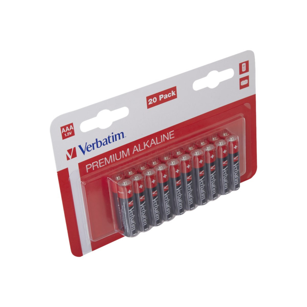 Produktbild för Verbatim batteri - 20 x AAA / LR03 - alkaliskt