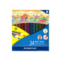 Produktbild för STAEDTLER Noris - färgpenna - svart, röd, blå, grön, ljusblå, gul, orange, violett, magenta, ljusorange, turkos, olivgrön, koboltblå, vit, persika, bränt orangebrun, karminröd, ljusgul, mörkt malvafärgad, ljusgrå, pilgrön, vinröd, van dyke-brun, gulbrun (