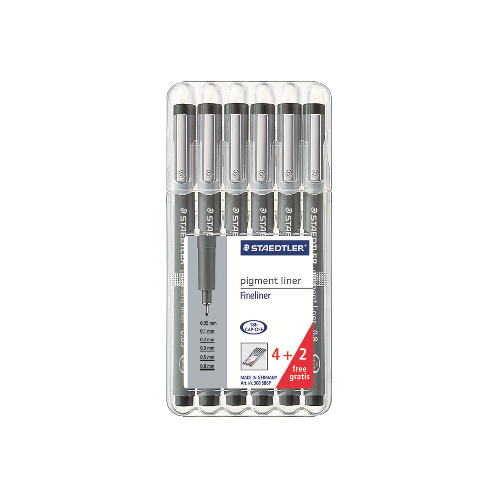 Produktbild för STAEDTLER pigment liner - fineliner - svart (paket om 6)