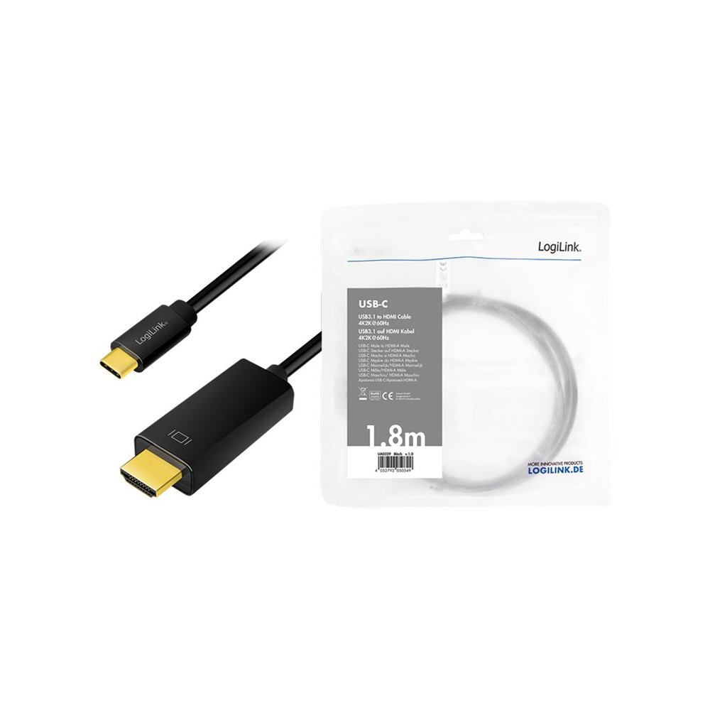 Produktbild för LogiLink adapterkabel - HDMI / USB - 1.8 m