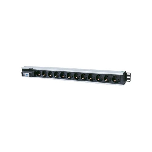 IC Intracom Intellinet Vertical Rackmount 12-Way Power Strip - German Type, With Single Air Switch, No Surge Protection - kraftdistributionsenhet