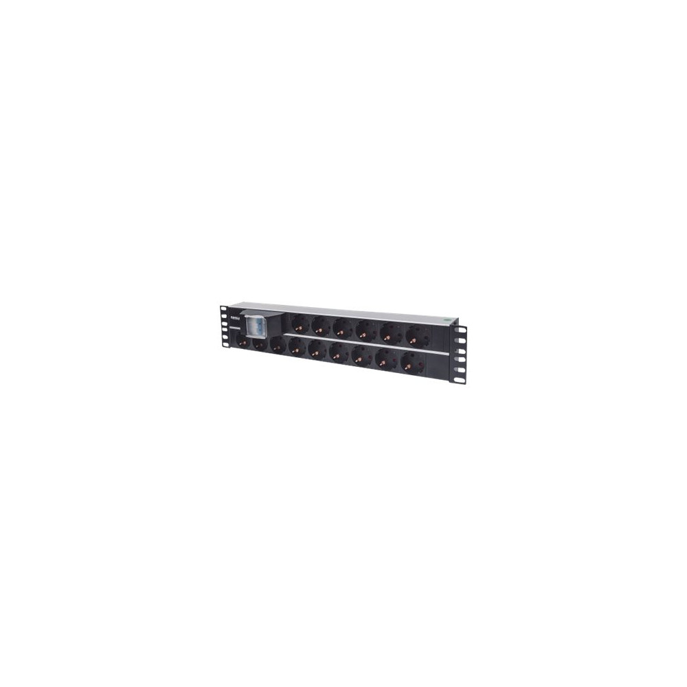 Produktbild för Intellinet 19" 2U Rackmount 15-Way Power Strip - German Type", With Double Air Switch, 3m Power Cord - effektband