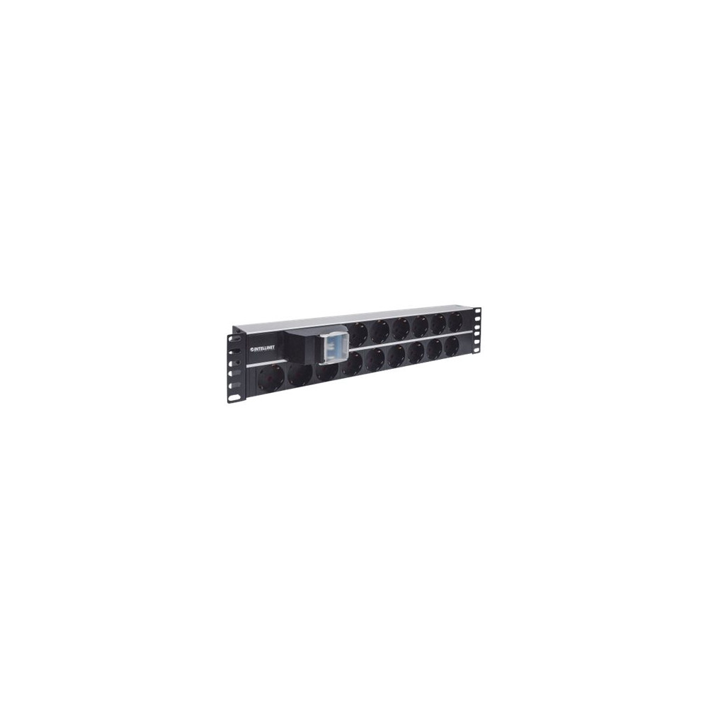 Produktbild för Intellinet 19" 2U Rackmount 15-Way Power Strip - German Type", With Double Air Switch, 3m Power Cord - effektband