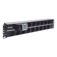 Produktbild för Intellinet 19" 2U Rackmount 15-Way Power Strip - German Type", With Double Air Switch, 3m Power Cord - effektband