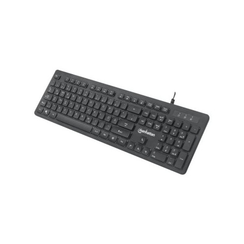 Manhattan Manhattan Gaming USB Keyboard, Low Force Key Edition, 12 Multimedia Keys, Rainbow-LED Backlighting, USB-A, Black, Retail Box (German layout) - Low-Force Key Edition - tangentbord - svart Inmatningsenhet