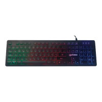 Produktbild för Manhattan Gaming USB Keyboard, Low Force Key Edition, 12 Multimedia Keys, Rainbow-LED Backlighting, USB-A, Black, Retail Box (German layout) - Low-Force Key Edition - tangentbord - svart Inmatningsenhet