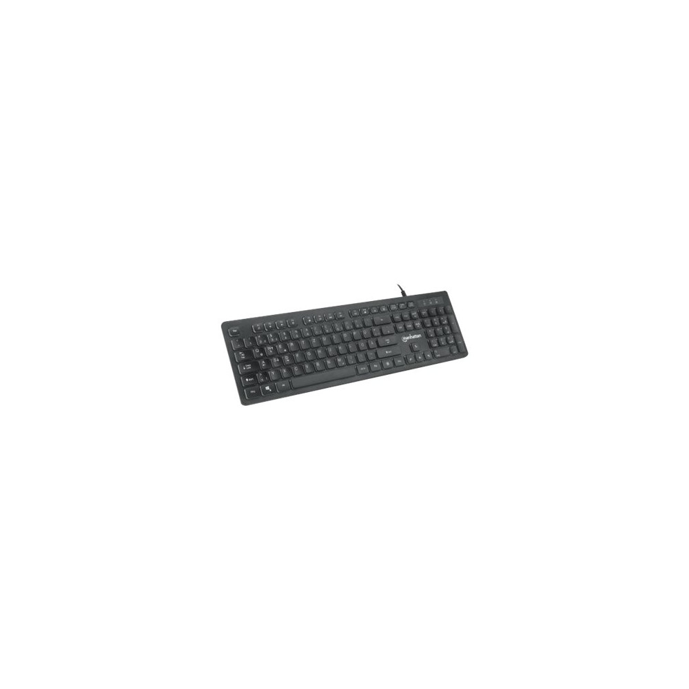 Produktbild för Manhattan Gaming USB Keyboard, Low Force Key Edition, 12 Multimedia Keys, Rainbow-LED Backlighting, USB-A, Black, Retail Box (German layout) - Low-Force Key Edition - tangentbord - svart Inmatningsenhet