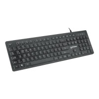 Produktbild för Manhattan Gaming USB Keyboard, Low Force Key Edition, 12 Multimedia Keys, Rainbow-LED Backlighting, USB-A, Black, Retail Box (German layout) - Low-Force Key Edition - tangentbord - svart Inmatningsenhet