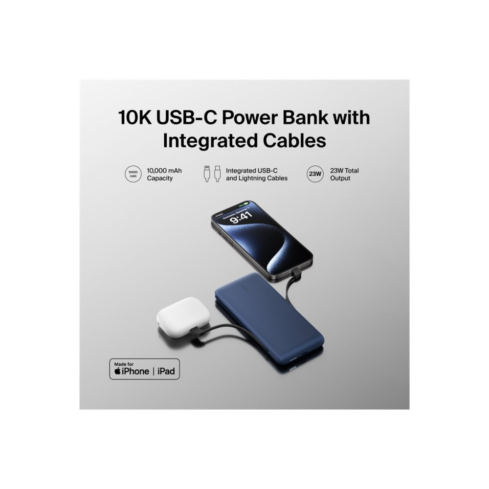 Produktbild för Belkin BoostCharge Plus power bank - Lightning, USB-C - 23 Watt