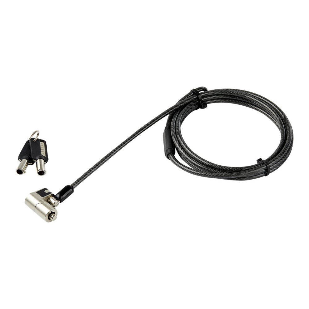 Produktbild för StarTech.com Universellt kabellås med nyckel för bärbar dator, 3-i-1, 2 m ‒ Säkerhetskabel för bärbara/stationära datorer kompatibla med K-Slot, Nano och Wedge Slot ‒ Stöldsäker stålkabel med nycklar - lås för säkerhetskabel - TAA-kompatibel