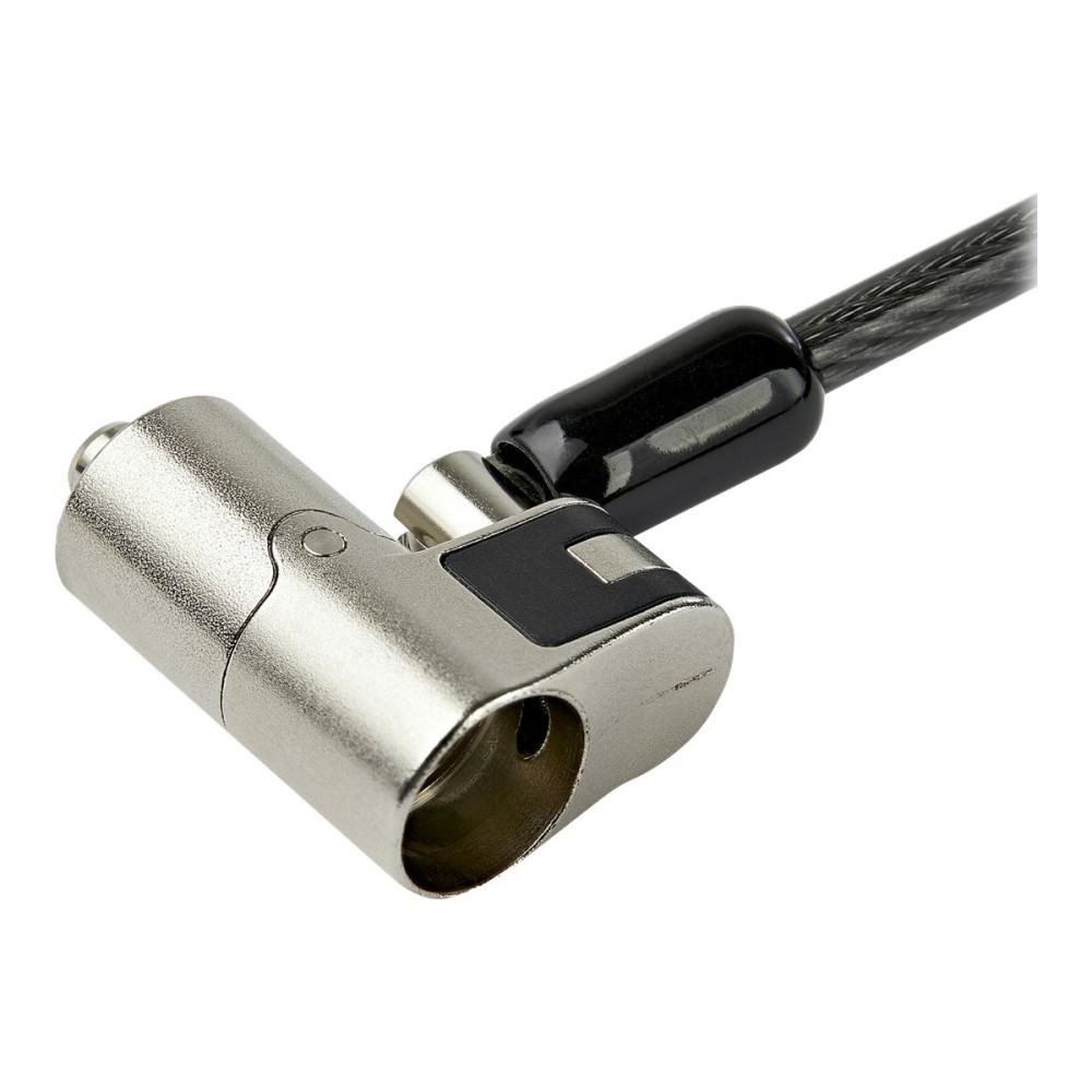 Produktbild för StarTech.com Universellt kabellås med nyckel för bärbar dator, 3-i-1, 2 m ‒ Säkerhetskabel för bärbara/stationära datorer kompatibla med K-Slot, Nano och Wedge Slot ‒ Stöldsäker stålkabel med nycklar - lås för säkerhetskabel - TAA-kompatibel