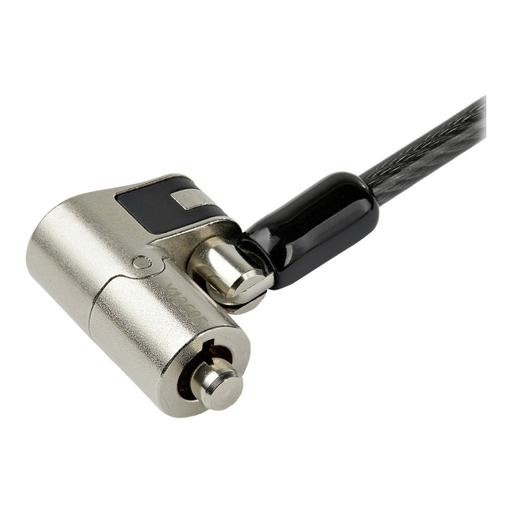 Produktbild för StarTech.com Universellt kabellås med nyckel för bärbar dator, 3-i-1, 2 m ‒ Säkerhetskabel för bärbara/stationära datorer kompatibla med K-Slot, Nano och Wedge Slot ‒ Stöldsäker stålkabel med nycklar - lås för säkerhetskabel - TAA-kompatibel