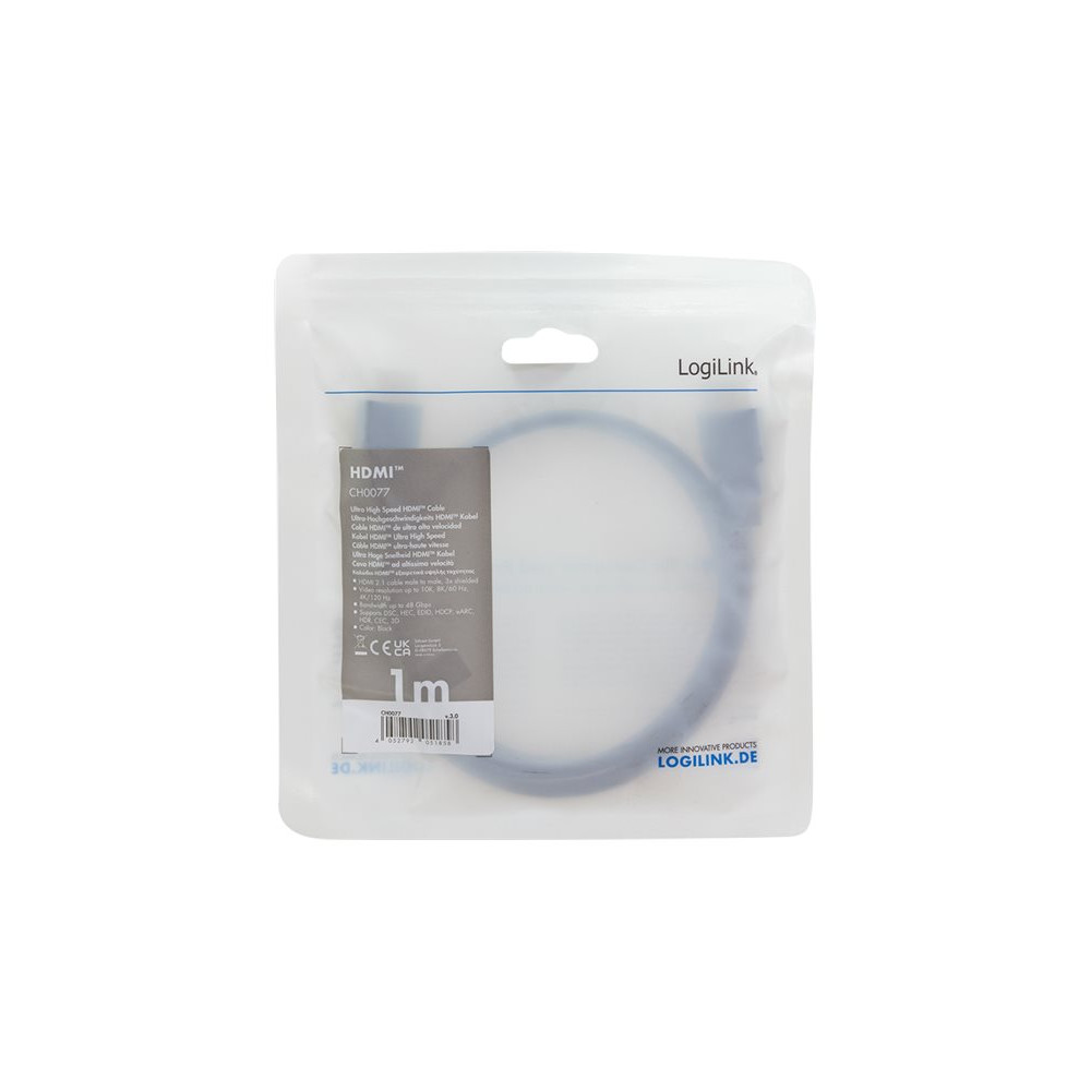 Produktbild för LogiLink HDMI-kabel med Ethernet - 1 m