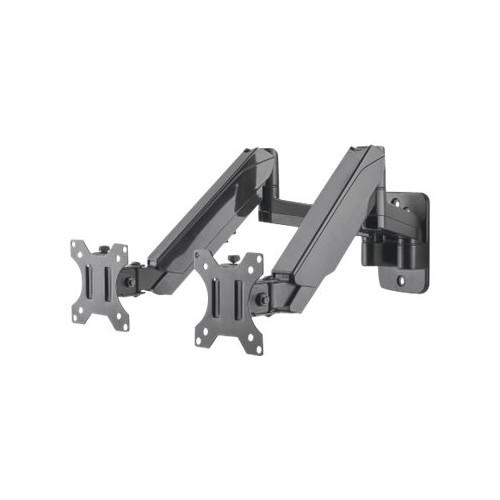 Manhattan Manhattan TV & Monitor Mount, Wall, Full Motion (Gas Spring), 2 screens, Screen Sizes: 17-32", Black, Dual Screen, VESA 75x75 to 100x100mm, Max 8kg (each), Tilt & Swivel with 3 Pivots, Lifetime Warranty konsol - för 2 LCD-bildskärmar